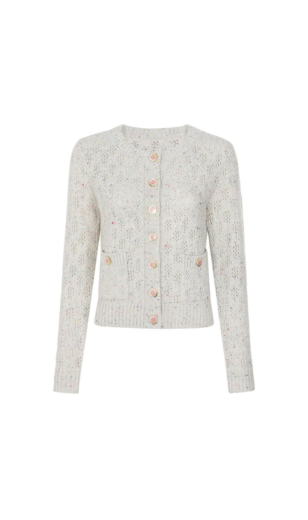 Juliet Chic Floral Knit Button Cardigan - Soft Pink & Versatile for Women