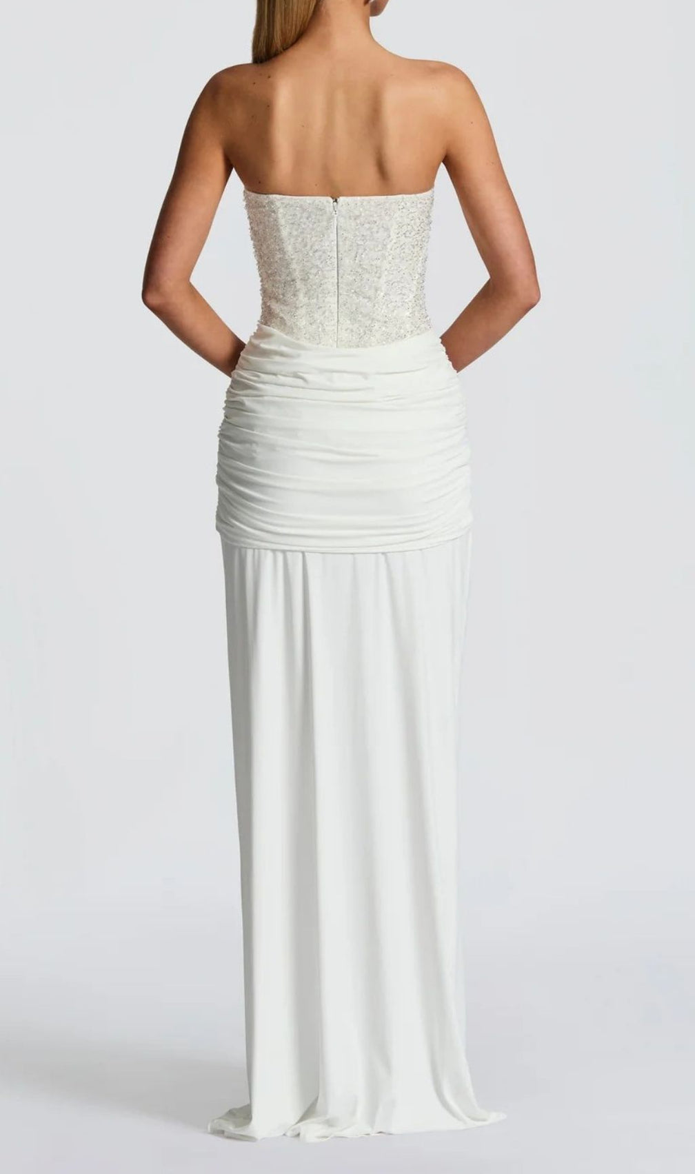 Kairi White Strapless Sequin Corset Maxi Gown | Dazzling Gala & Wedding Dress