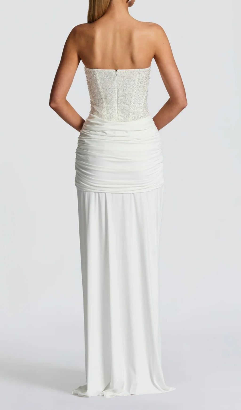 Kairi White Strapless Sequin Corset Maxi Gown | Dazzling Gala & Wedding Dress