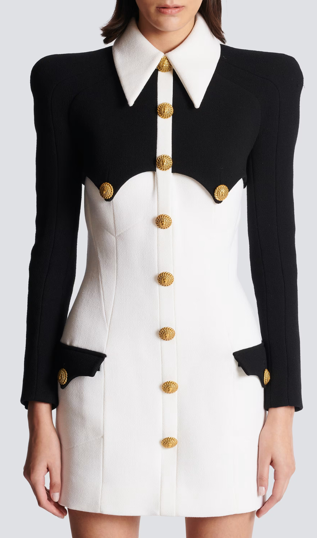 Aleela Short Buttoned Crepe Dress