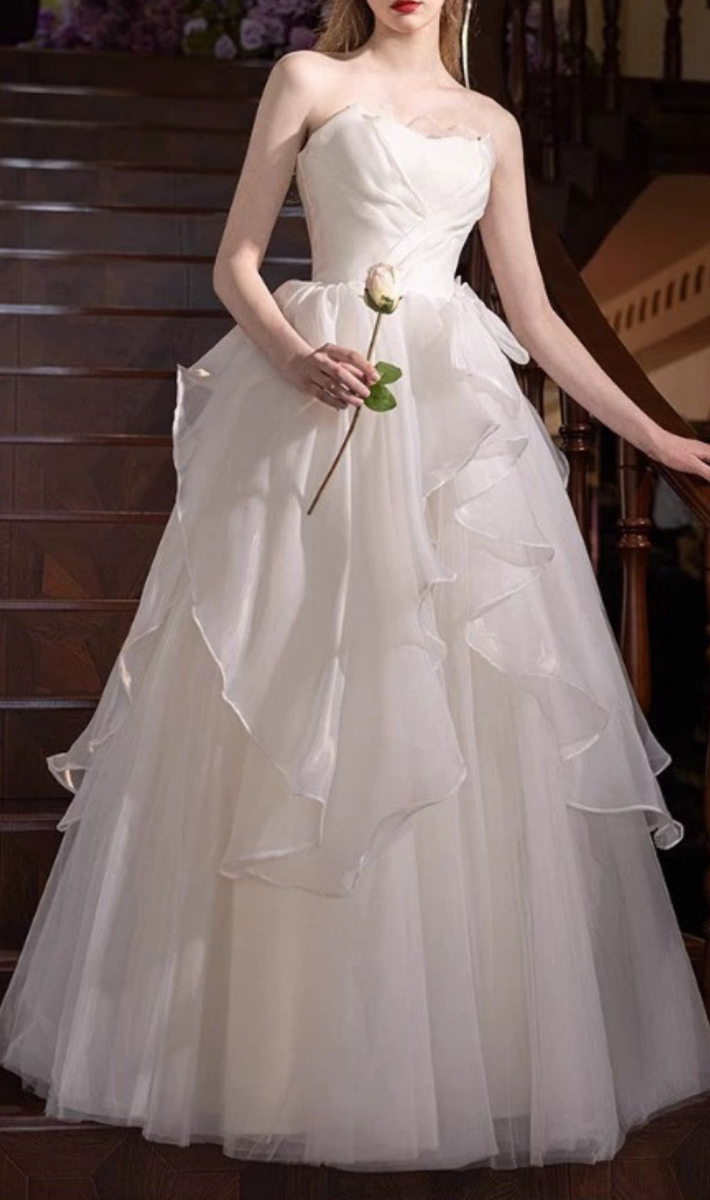 Karlie Ethereal White Strapless Ruffle Mesh Maxi Dress - Perfect for Bridal Events & Summer Galas