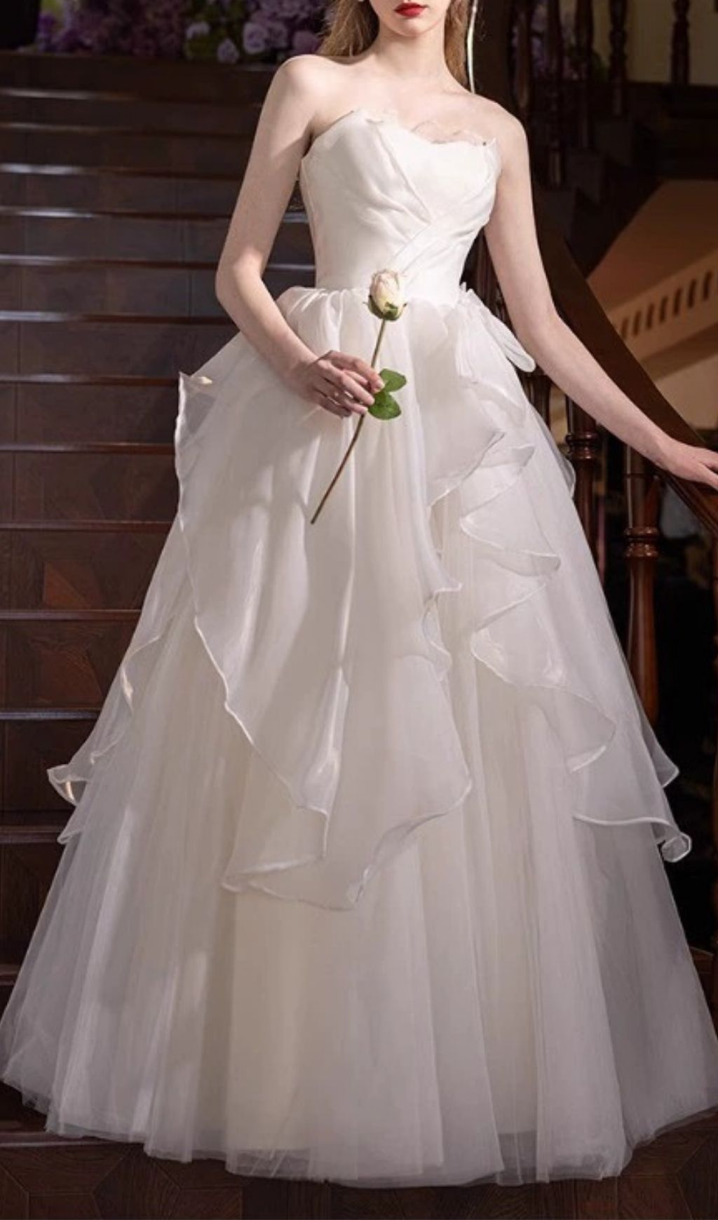 Karlie Ethereal White Strapless Ruffle Mesh Maxi Dress - Perfect for Bridal Events & Summer Galas