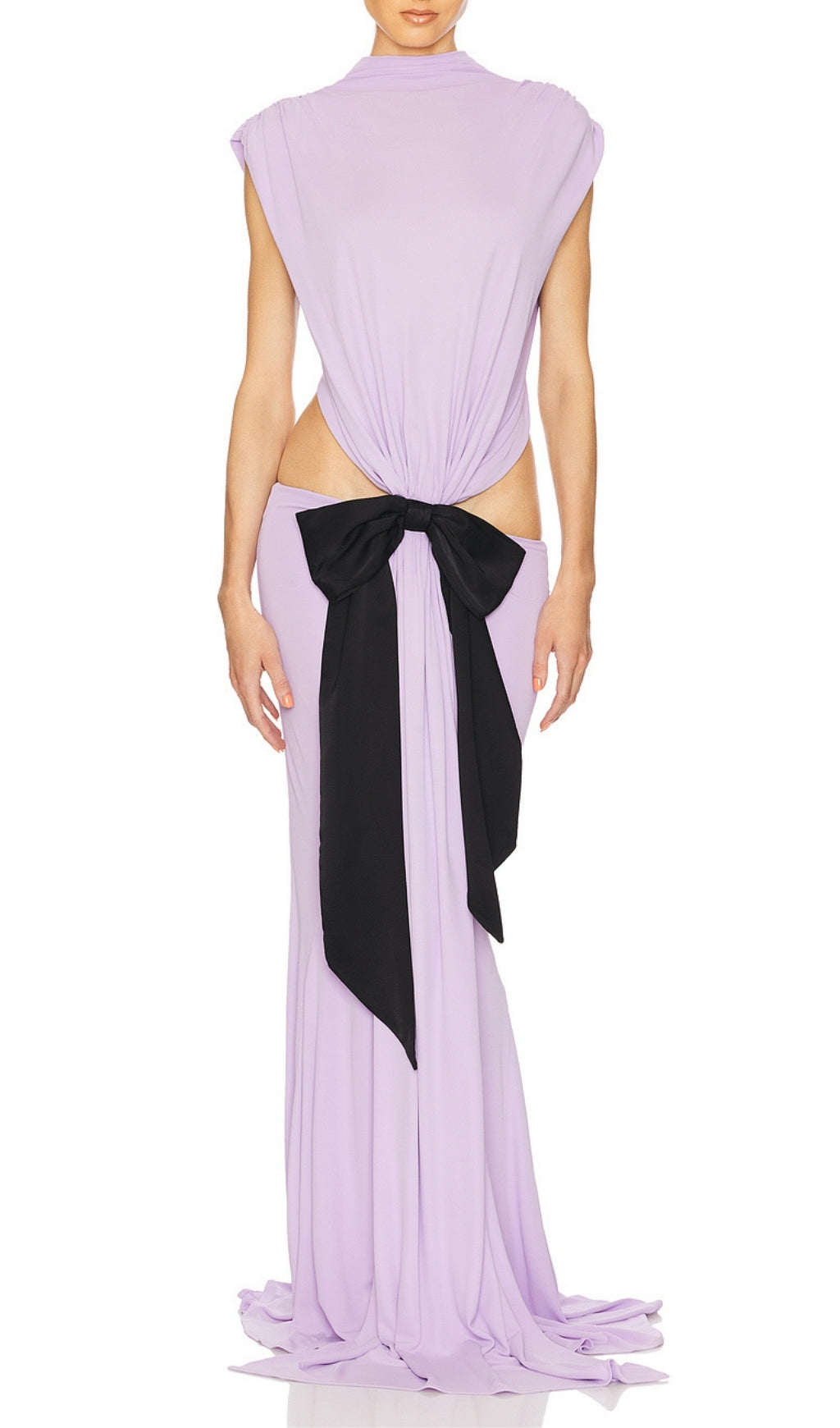 Elisae Purple Bow Cutout Maxi Dress