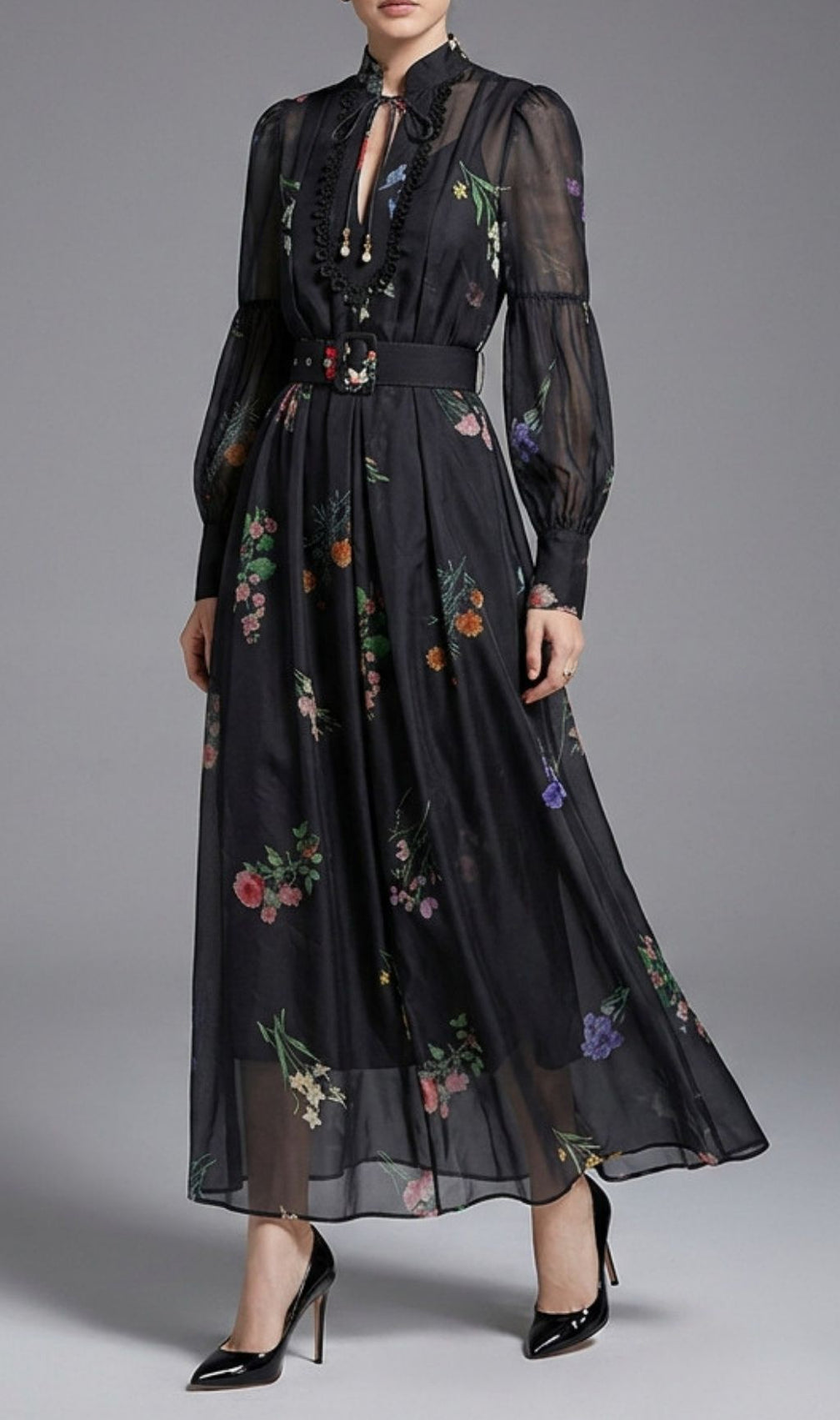 Kaur Ethereal Floral Maxi Dress - Elegant Long Sleeve for Spring/Summer Celebrations