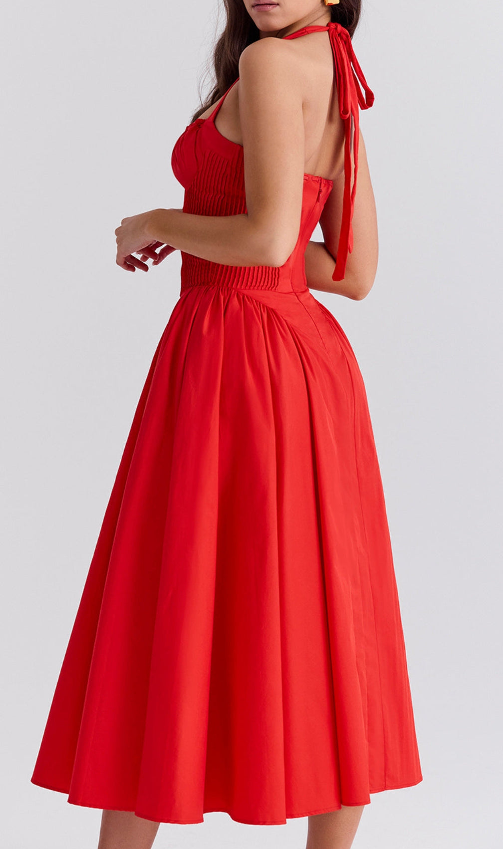 Ashleen Red Halter Midi Dress