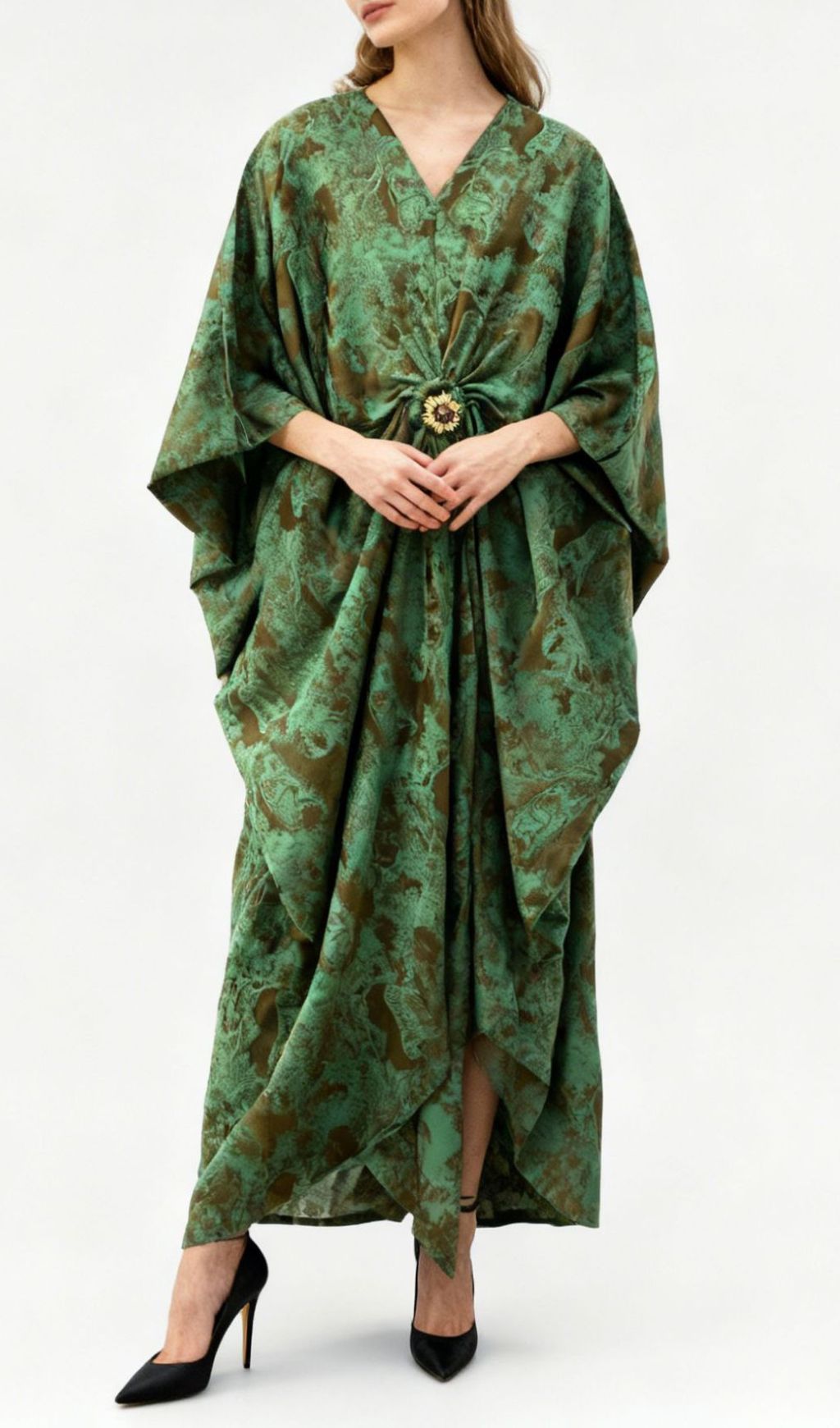 Jeanine Botanical Bloom Flowing Maxi Dress | Elegant Long Sleeve