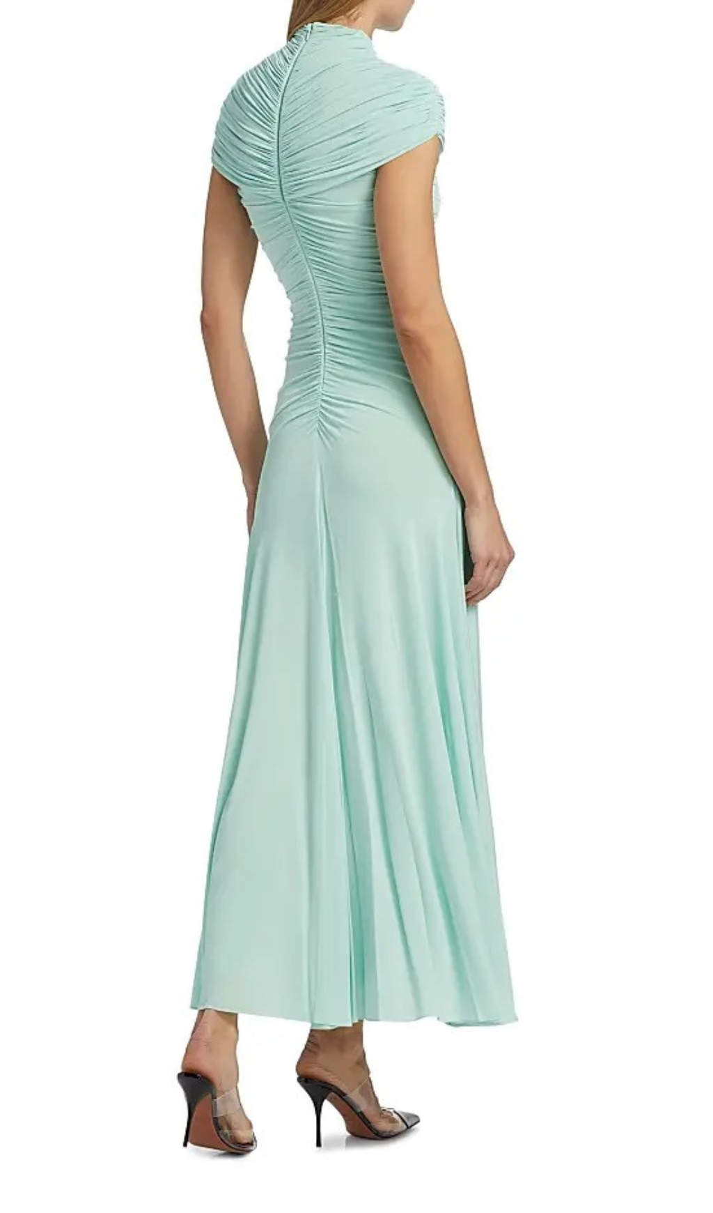 Heinz Green Ruched Maxi Dress