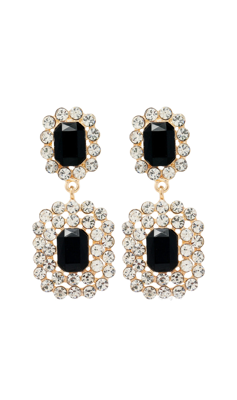 Ayuka Black Rhinestone Gem Drop Earrings