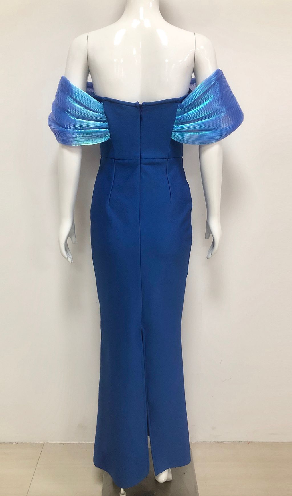 Emani Blue Off-Shoulder Maxi Bandage Dress