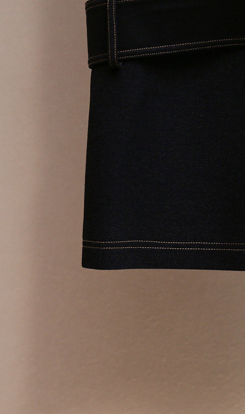 Hatsu Dark Blue Embellished Mini Dress with Diamante Collar & Belt