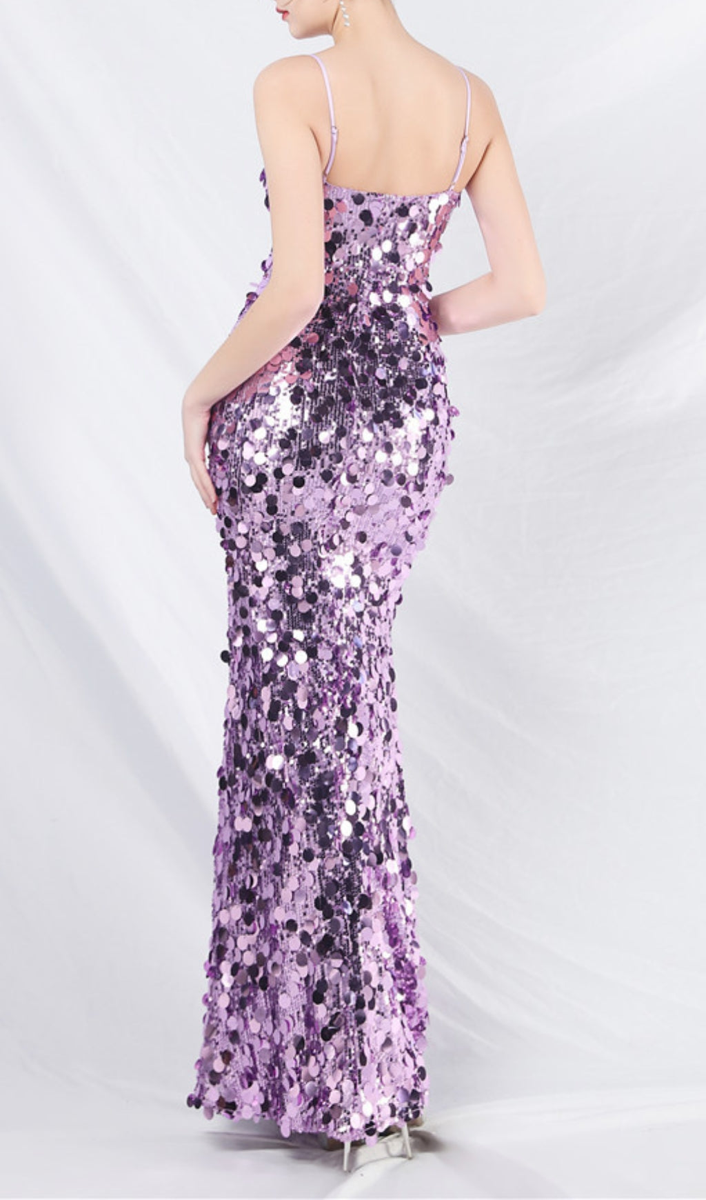 Chole Purple Strappy Sequin Maxi Dress