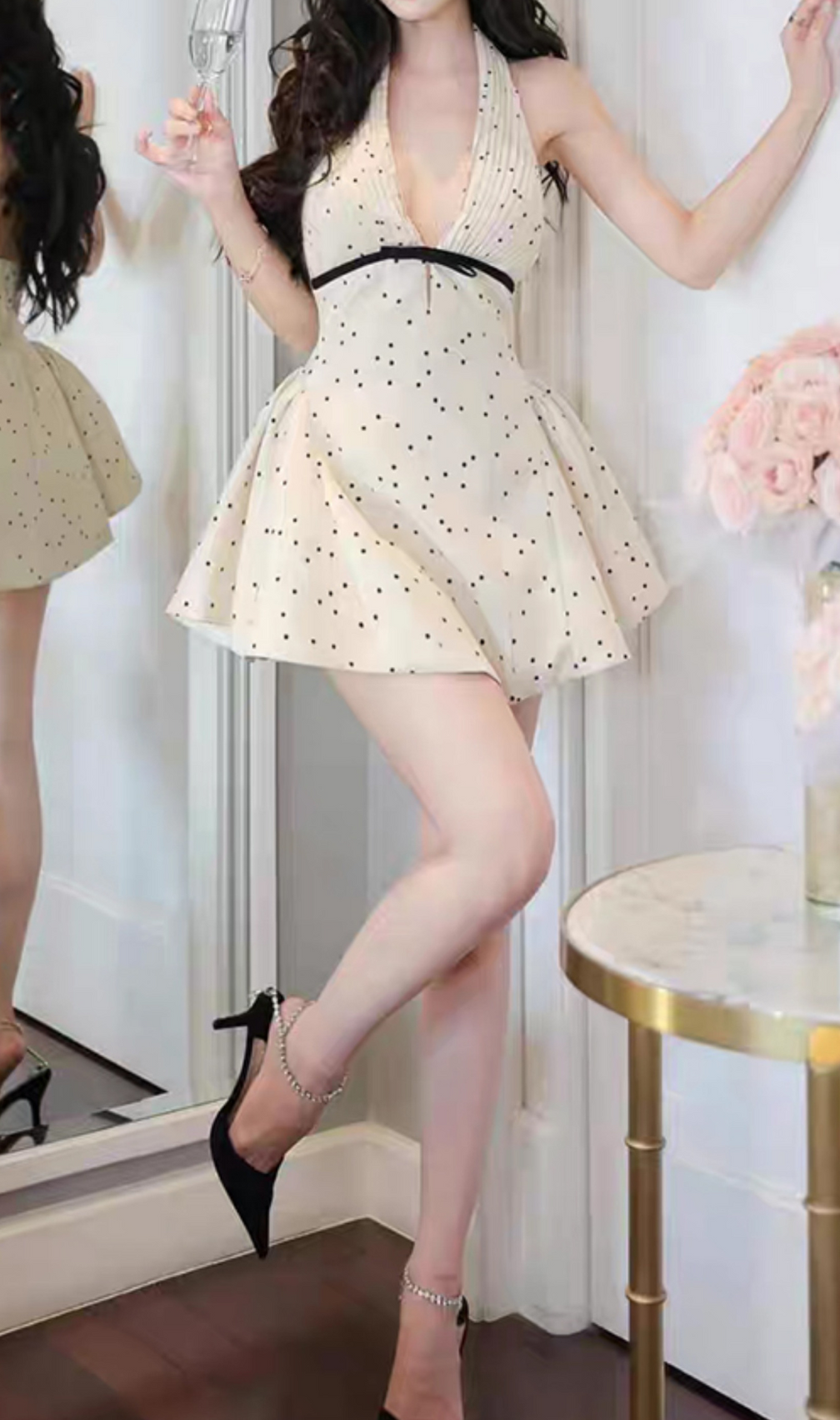Gergana Halter V-Neck Mini Dress