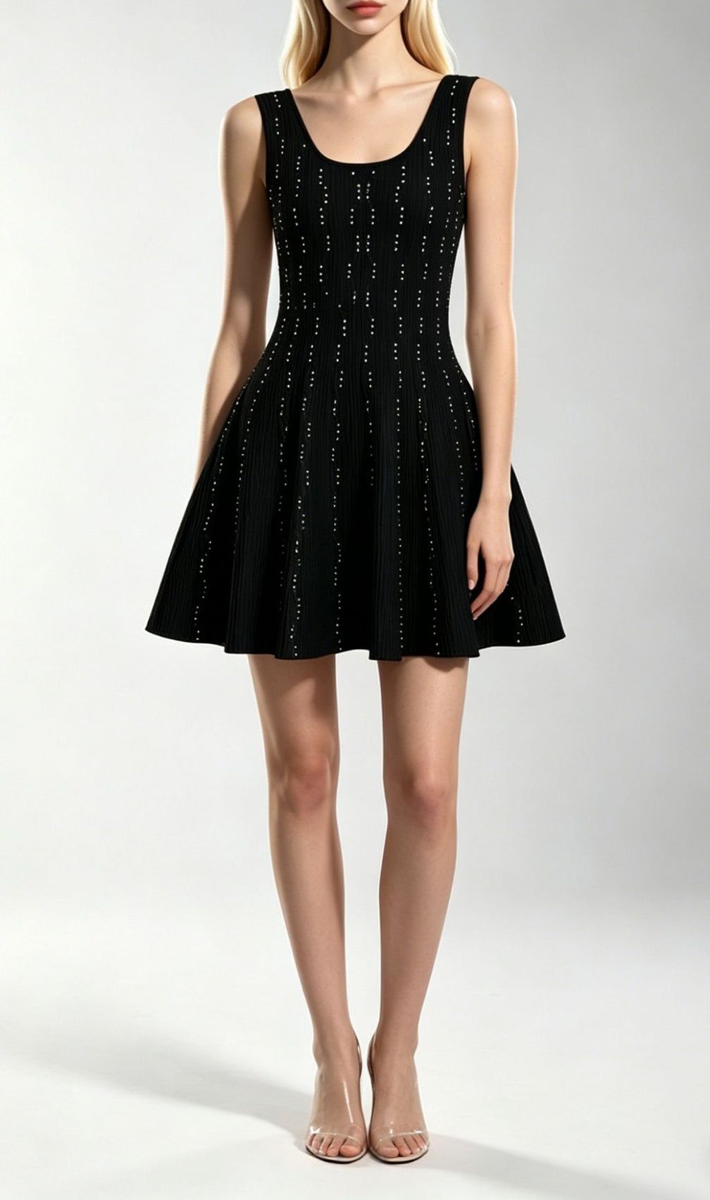 Kinneret Black Sleeveless Beaded Knit Mini Dress