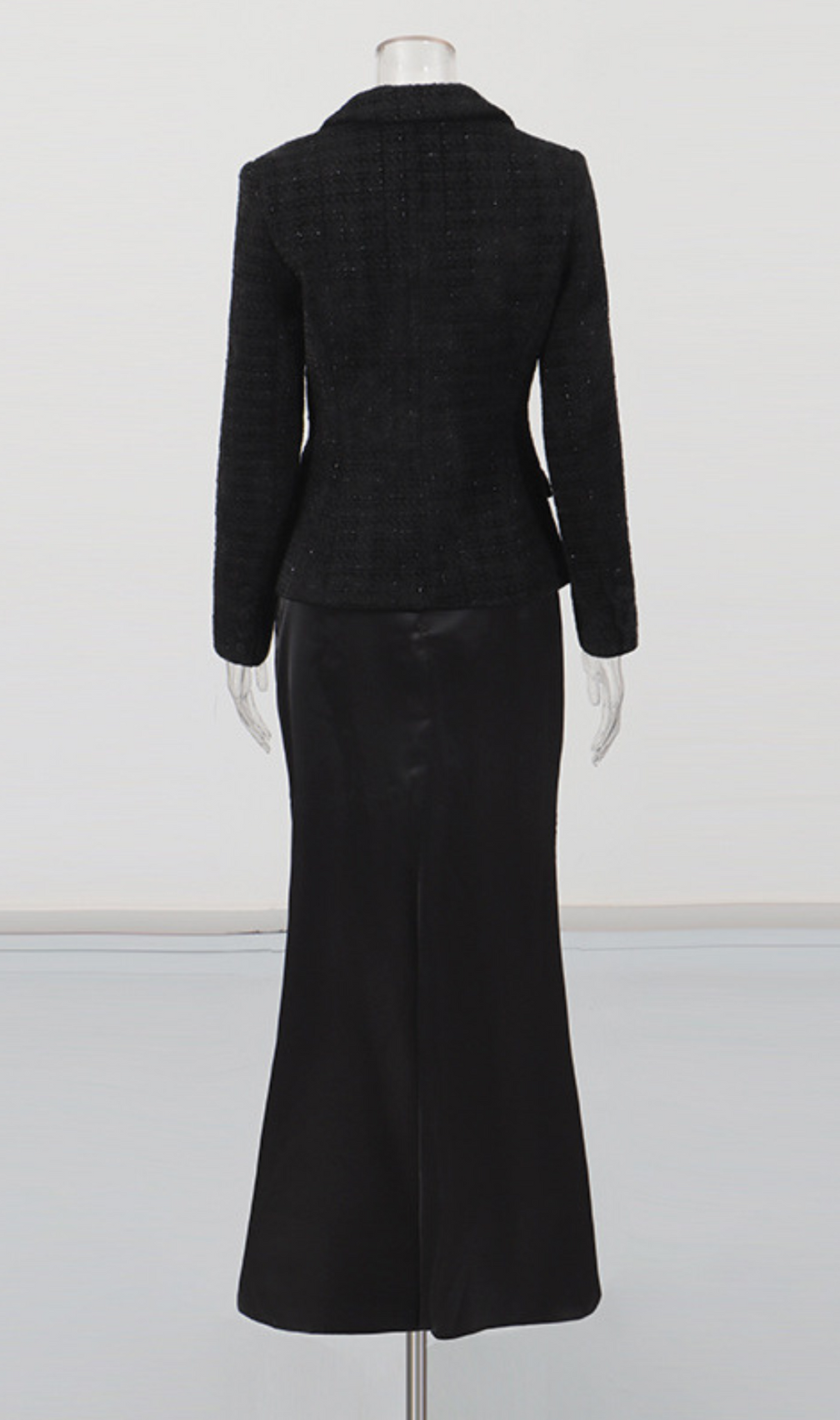 Ghia Black Long Sleeve Coat & Maxi Skirt
