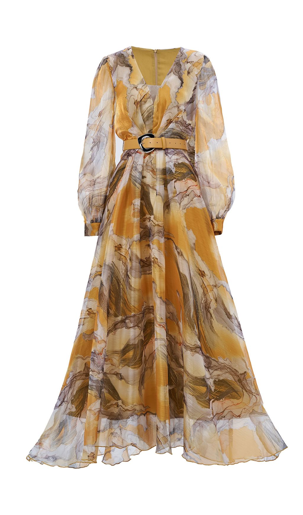 Feryal Printed Long Sleeve Maxi Dress