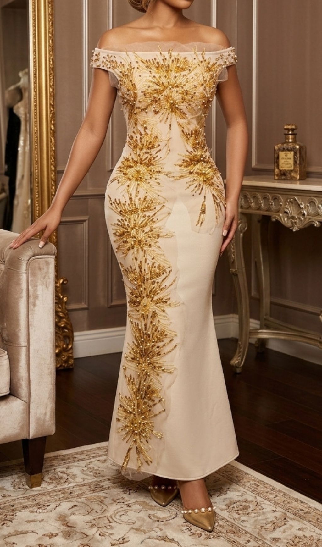 Kolsana Sequin Embellished Bandage Maxi Dress