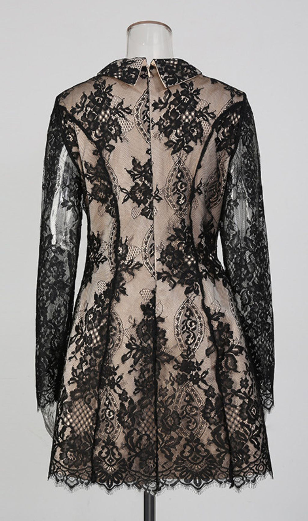 Jasiri Elegant Black Lace Long Sleeve Mini Dress | Women's Cocktail & Party Dress