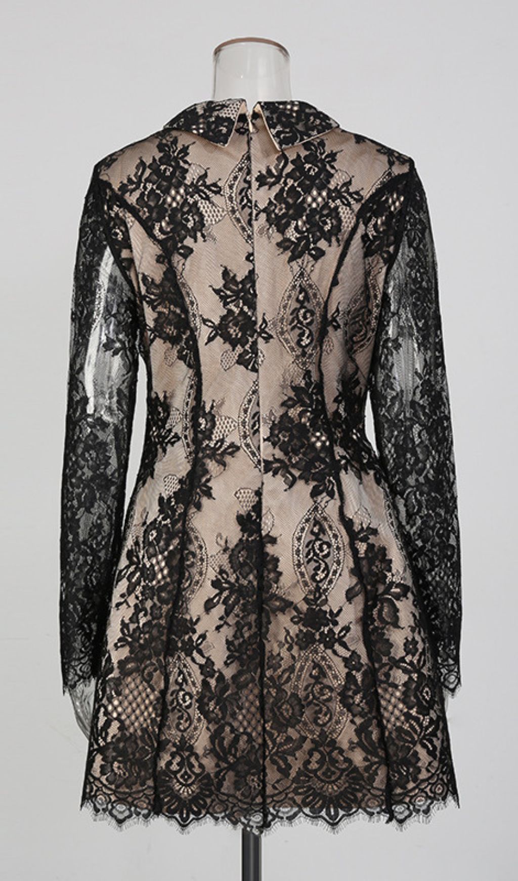 Jasiri Elegant Black Lace Long Sleeve Mini Dress | Women's Cocktail & Party Dress