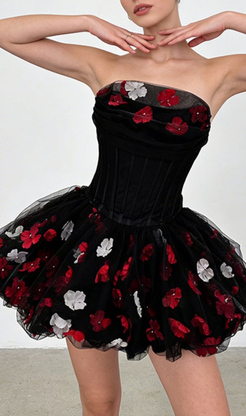 Kalani Strapless Corset Floral Mini Dress - Unleash Your Inner Bloom