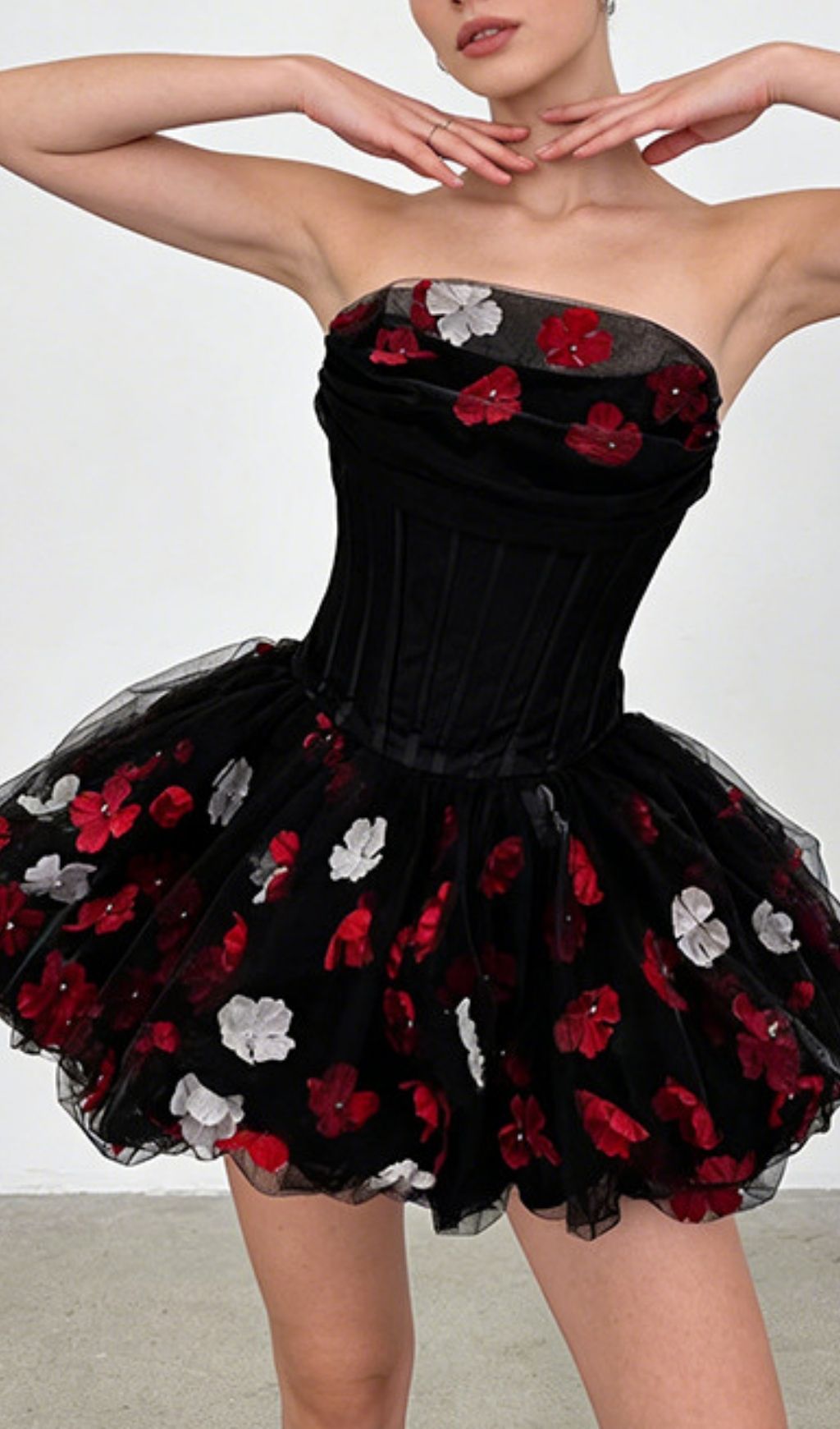 Kalani Strapless Corset Floral Mini Dress - Unleash Your Inner Bloom