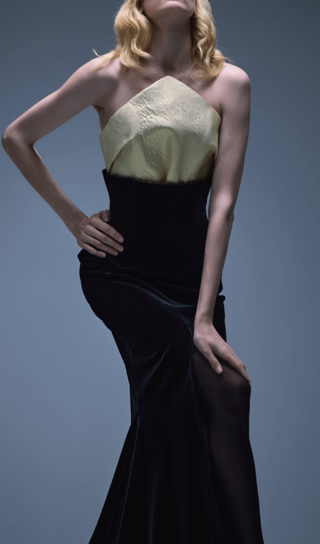 Black Ivory Strapless Mermaid Maxi Velvet Dress