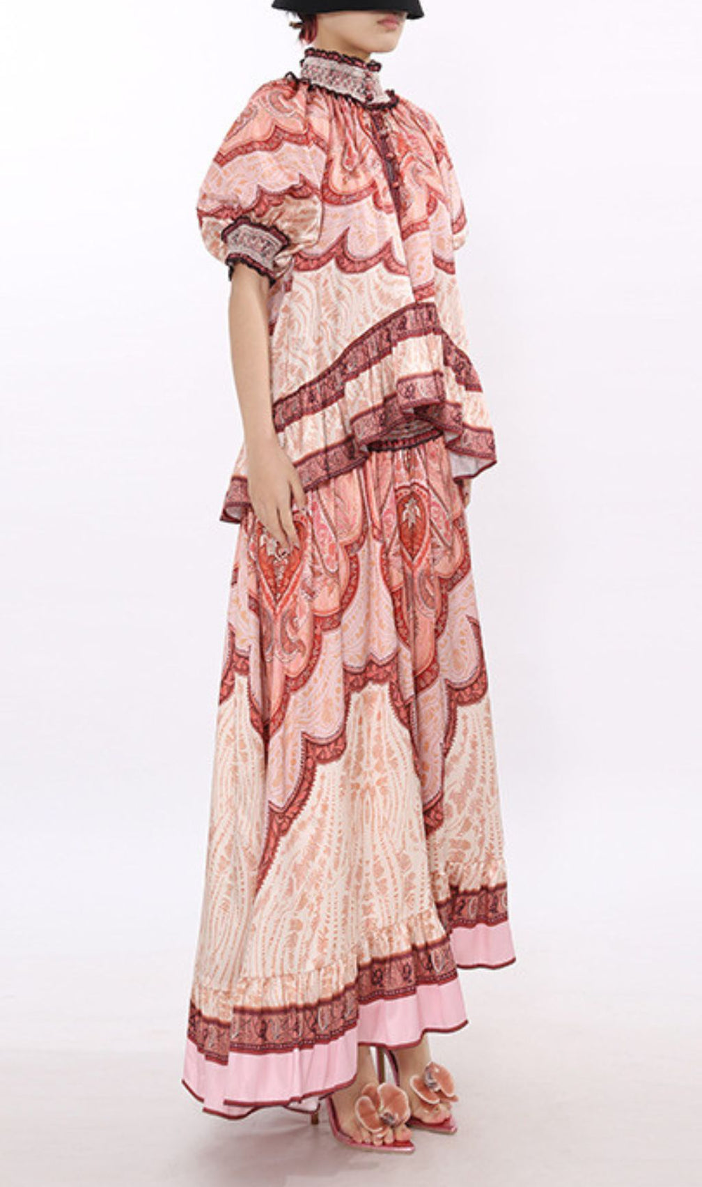 Jono Bohemian Paisley Printed Two-Piece Maxi Set for Women