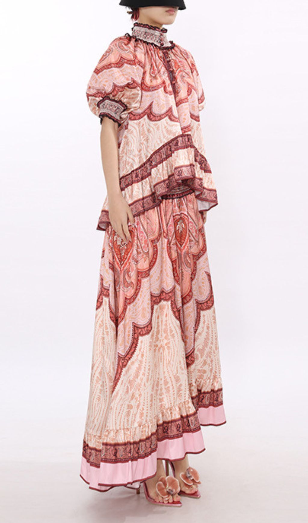 Jono Bohemian Paisley Printed Two-Piece Maxi Set for Women