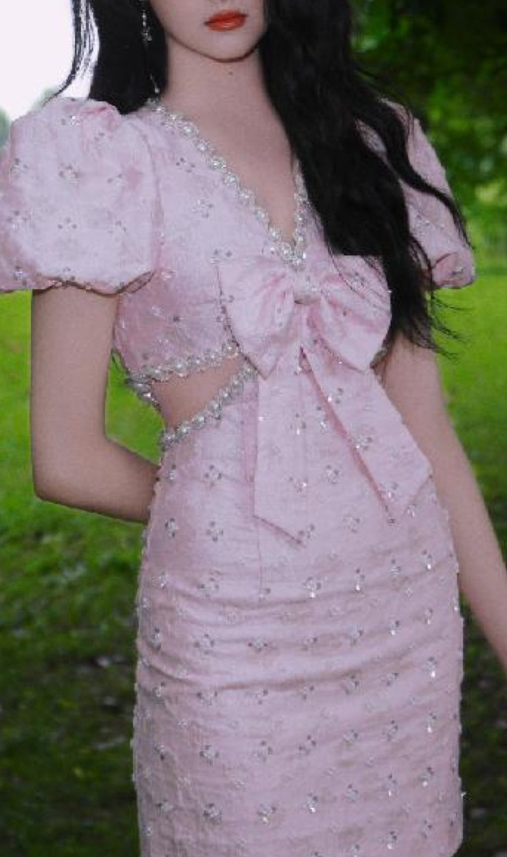 Ataret Pearl Bow Mini Dress