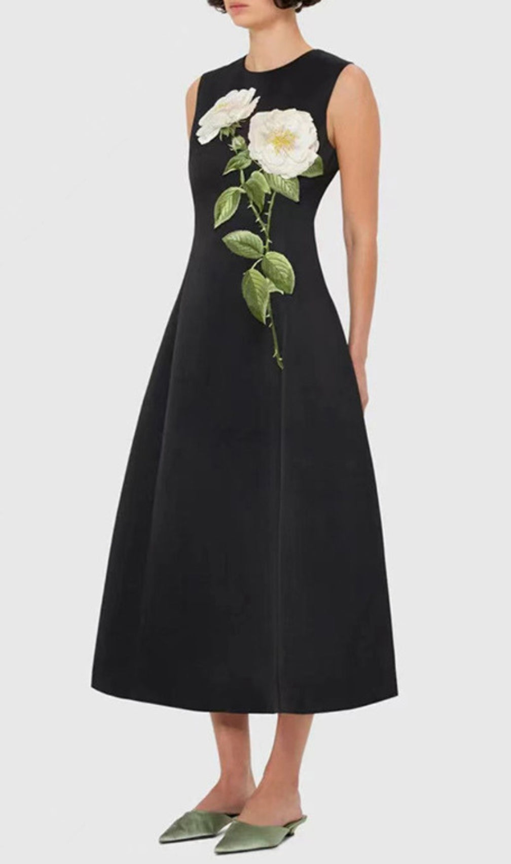 Gigi Flower Embroidery Midi Dress