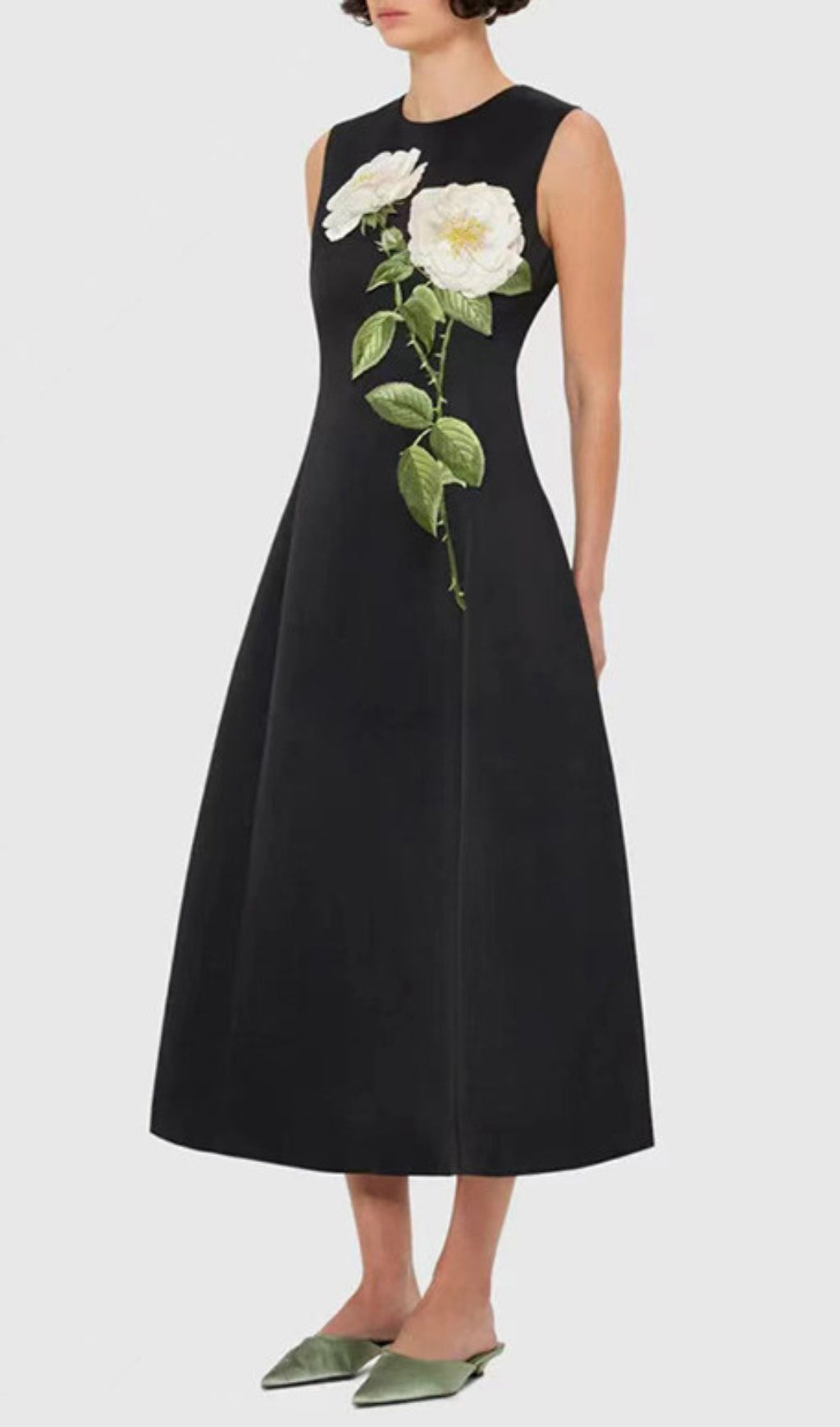 Gigi Flower Embroidery Midi Dress