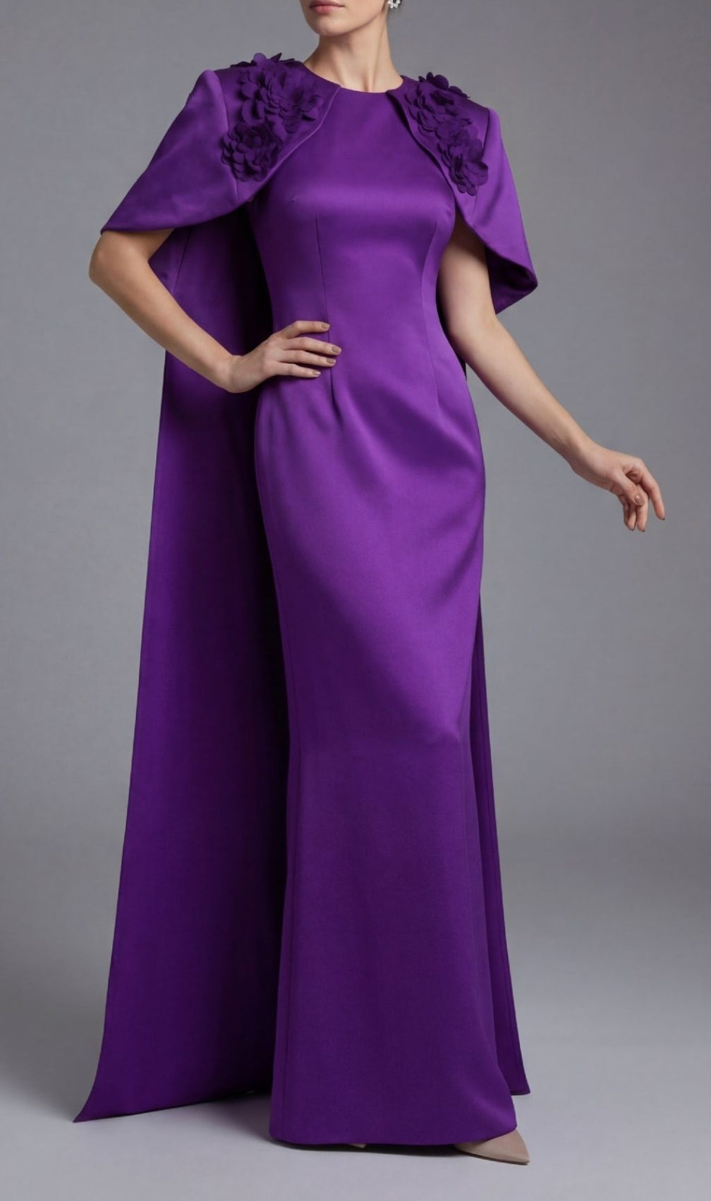 Kenisha Royal Purple Floral Embellished Maxi Gown | Elegant Evening Dress