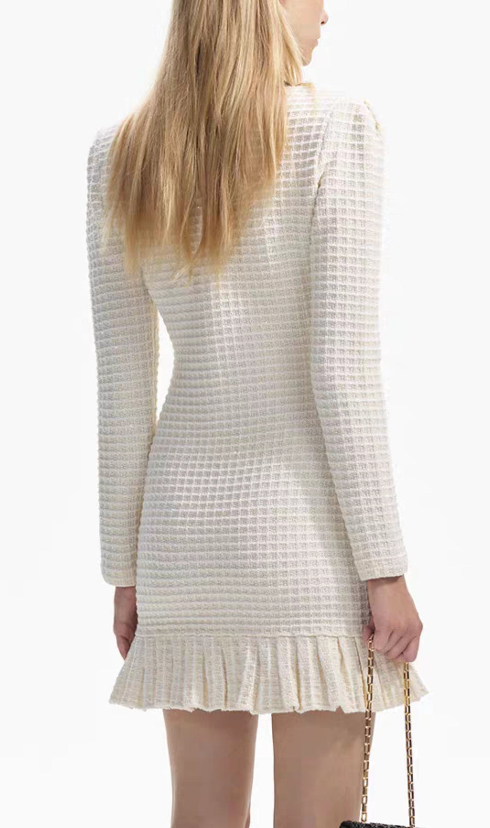 Athar Waffle Knit Ruffled Mini Dress