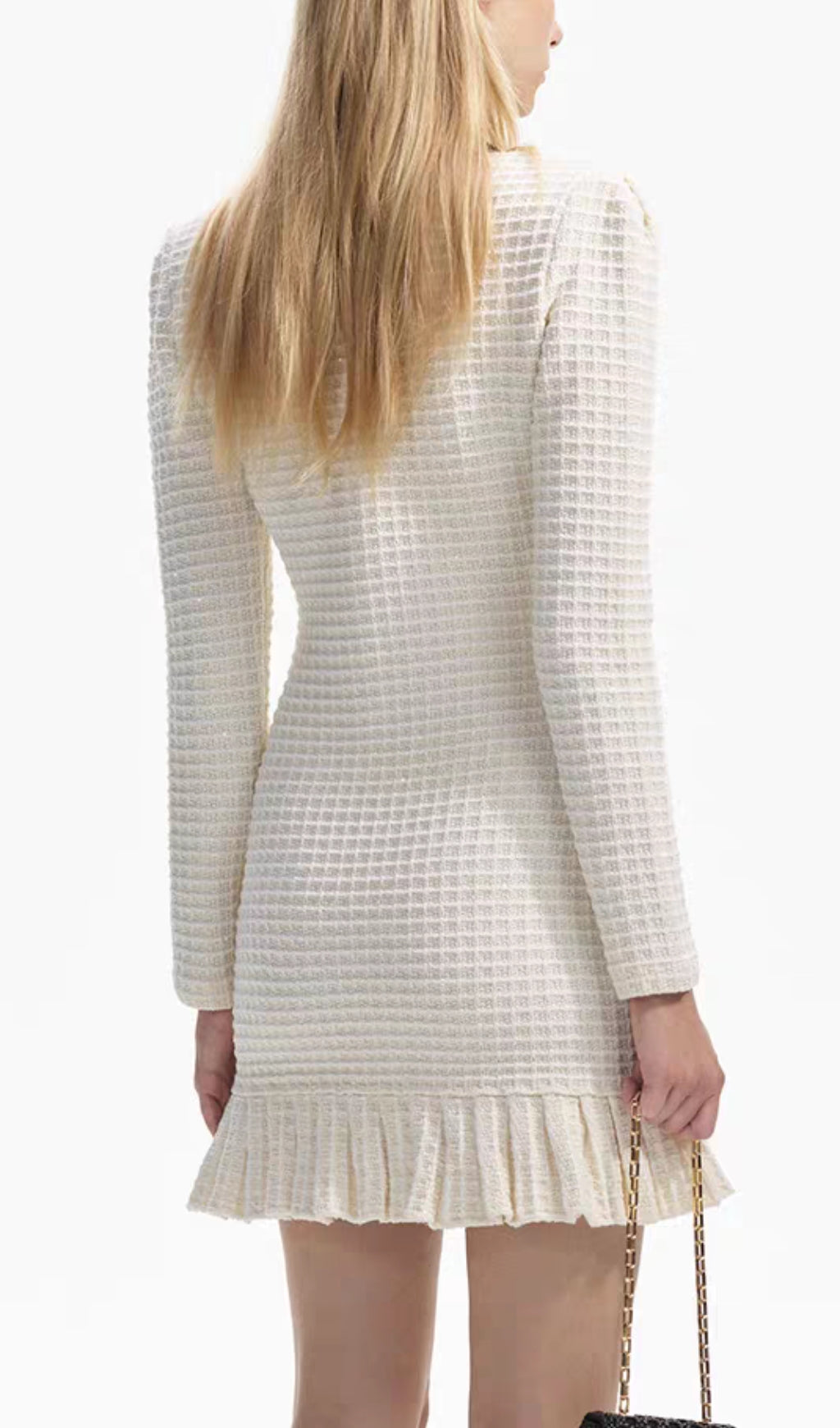 Athar Waffle Knit Ruffled Mini Dress