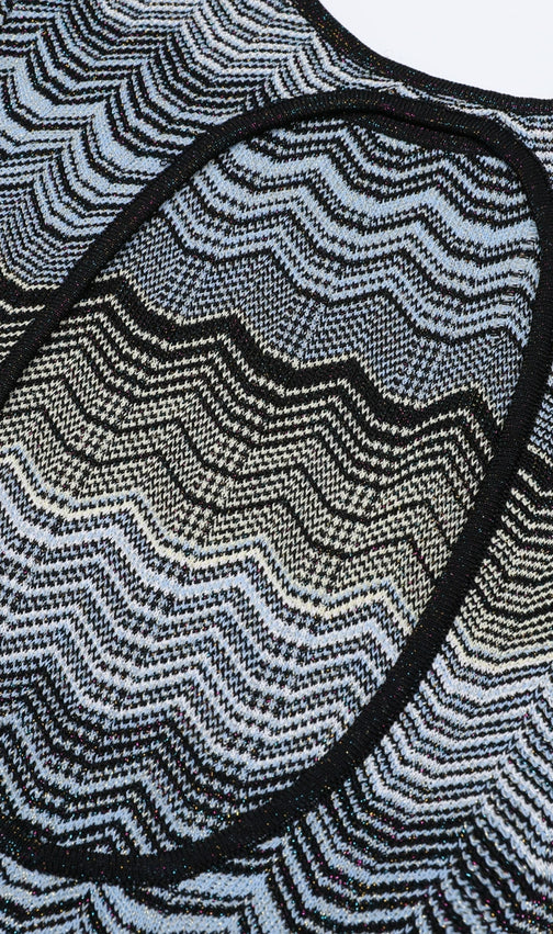 Judith Cutout Shimmer Zigzag Knit Maxi Dress