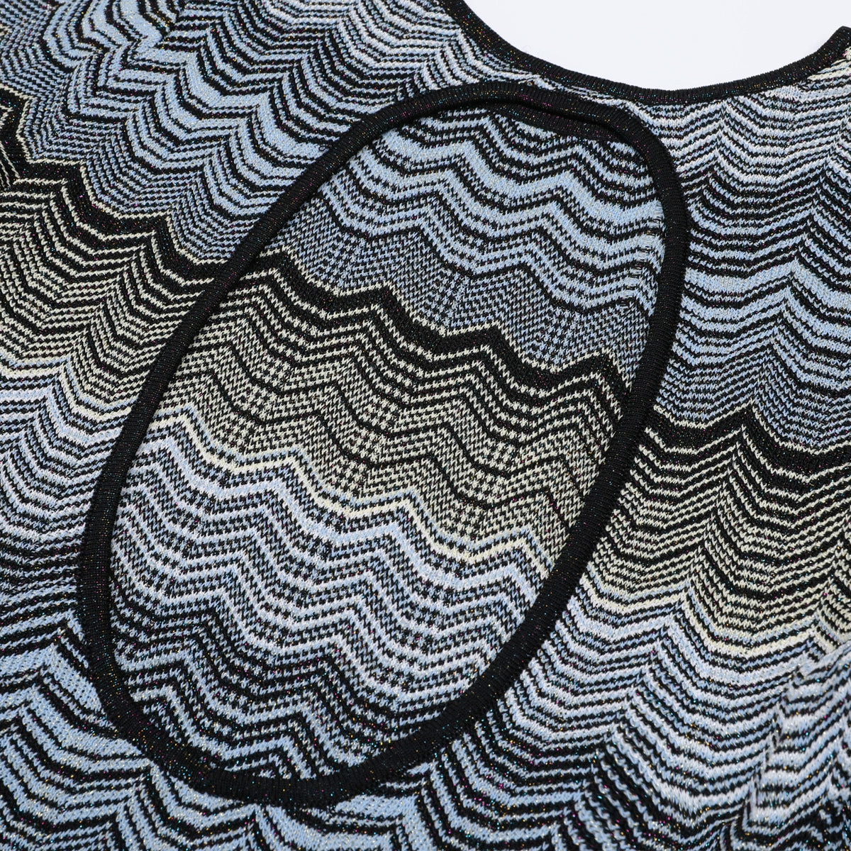 Judith Cutout Shimmer Zigzag Knit Maxi Dress