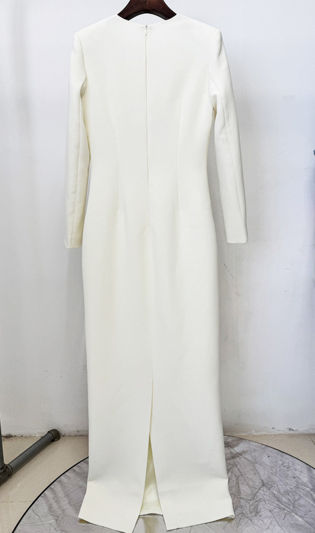 Eusebia Ivory Beaded Long Sleeve Maxi Dress