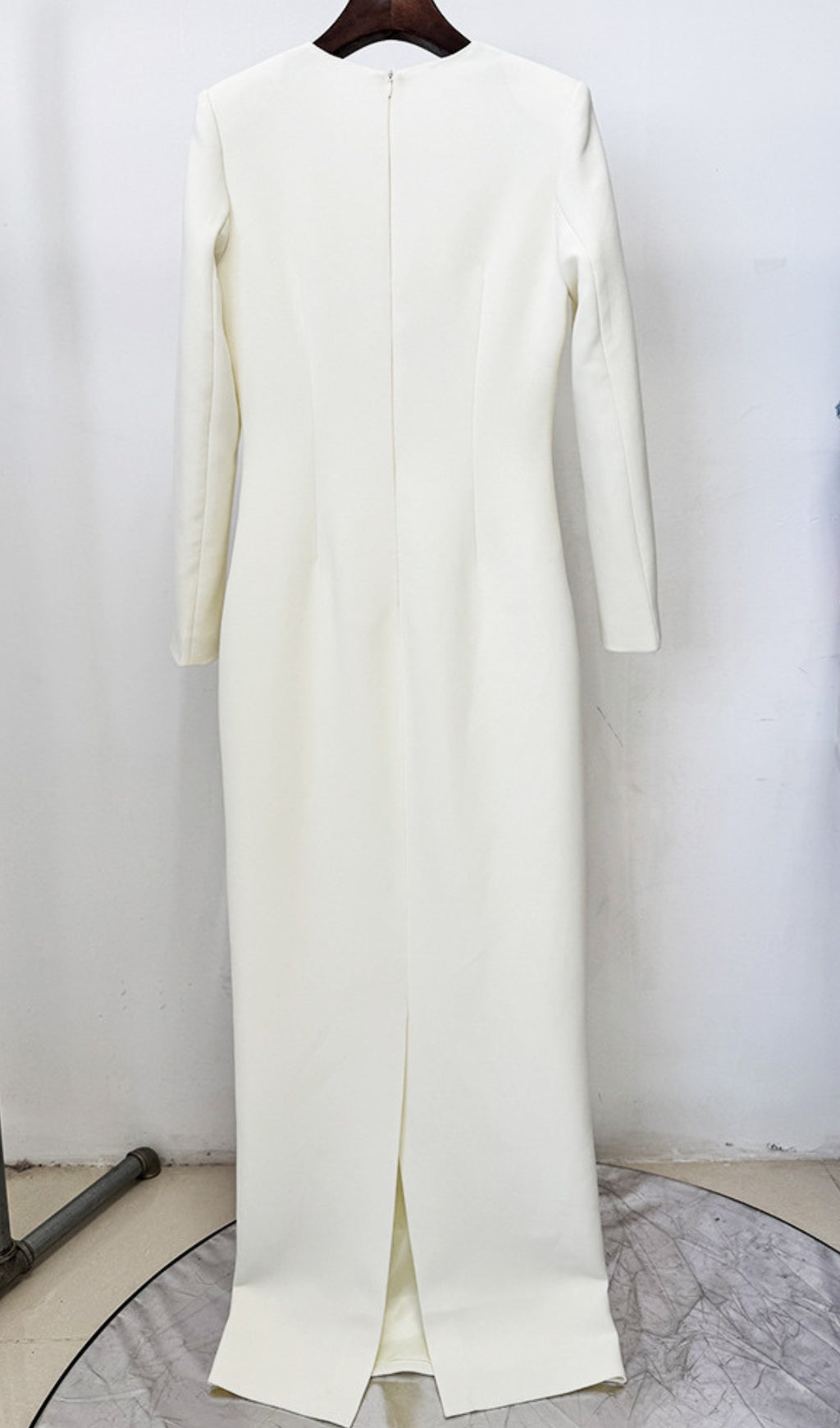 Eusebia Ivory Beaded Long Sleeve Maxi Dress