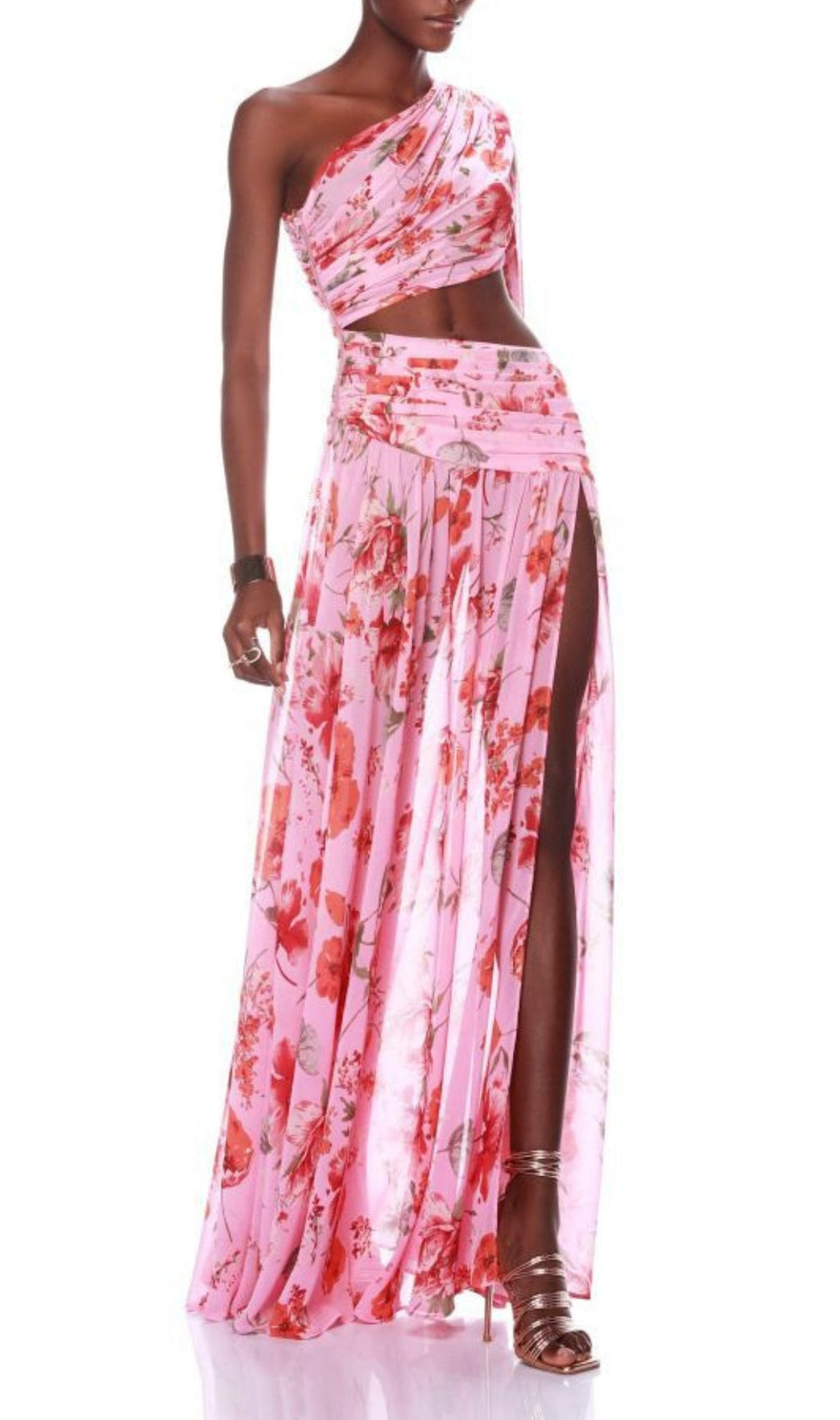 Annegret One-Shoulder Poppy Gown