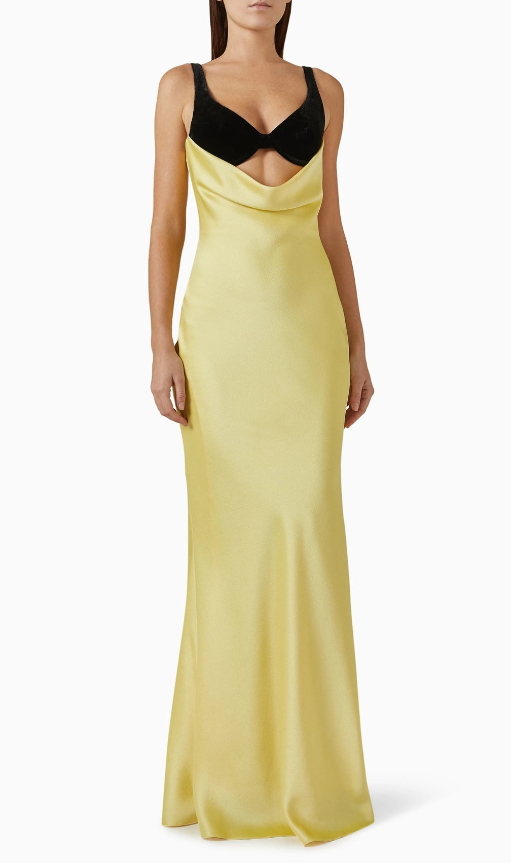 Caroun Yellow Strappy Bustier Maxi Dress