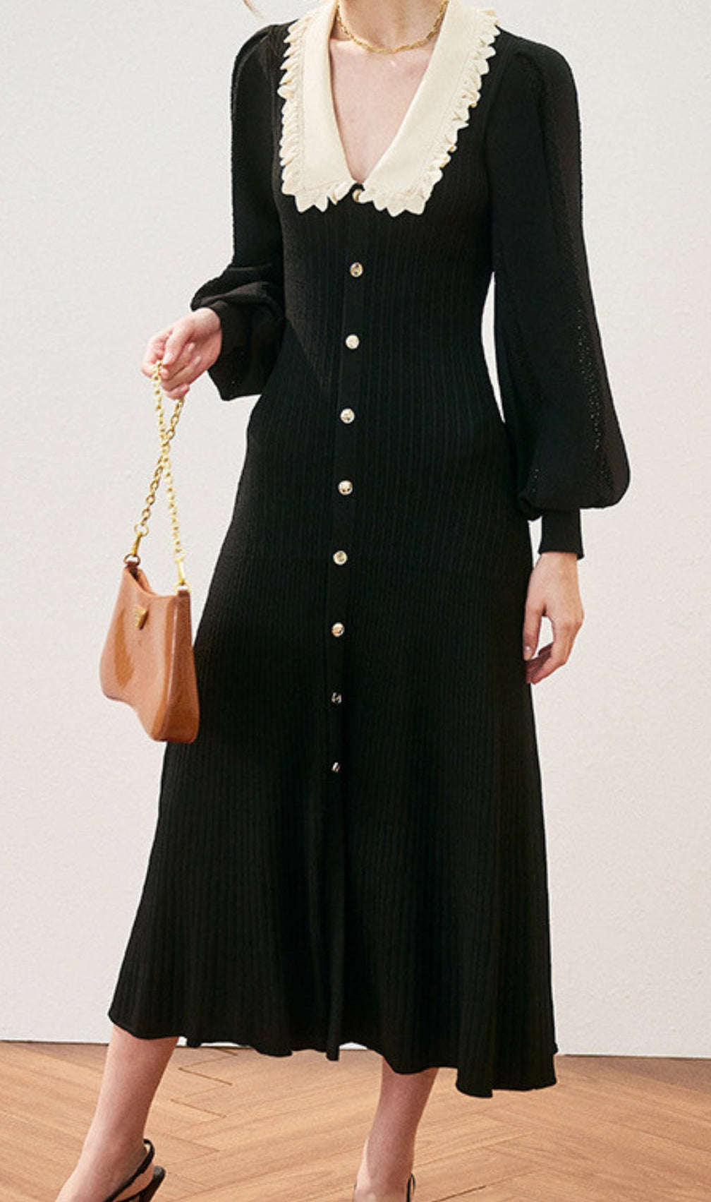 Adorján Flouncy Collars Midi Dress