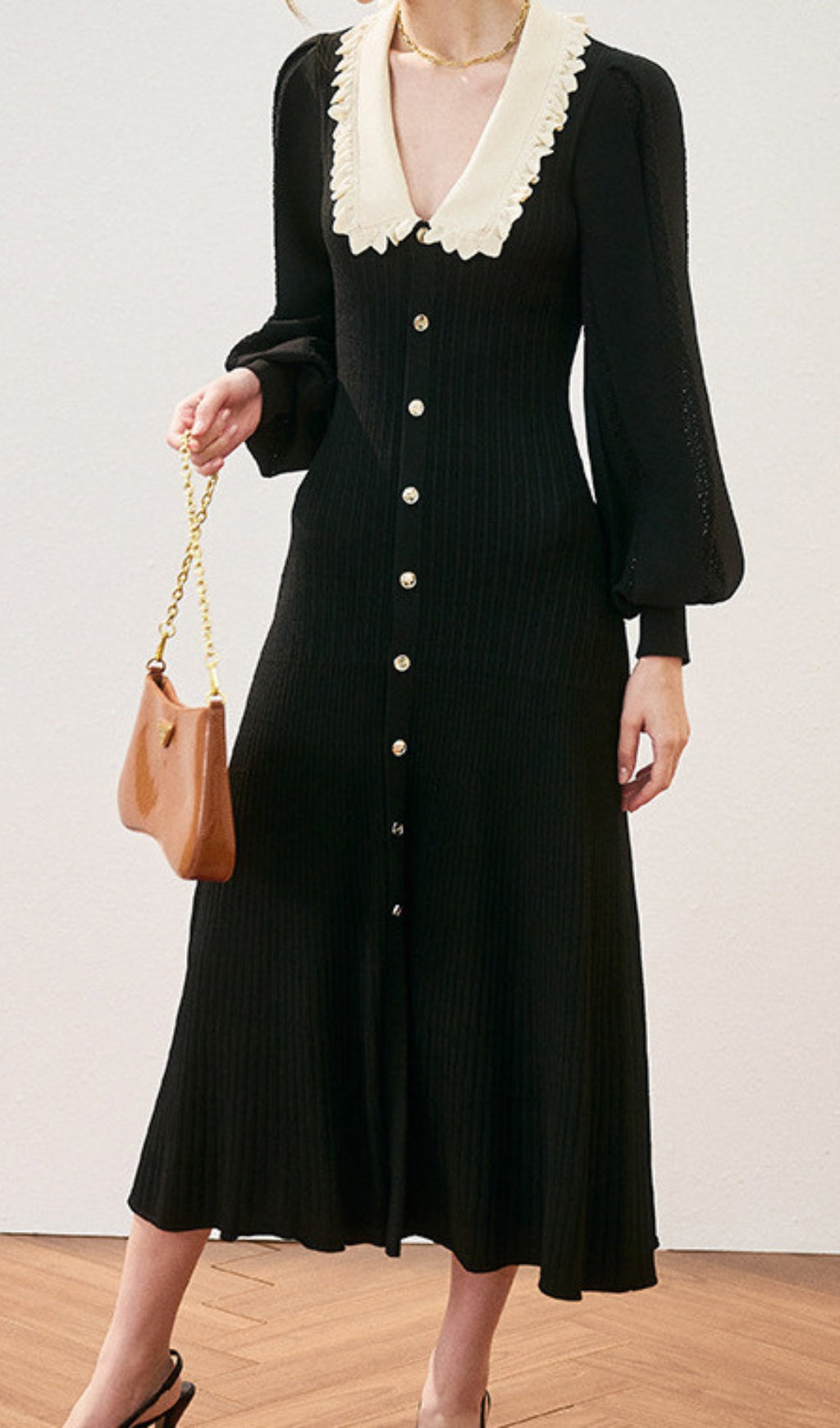 Adorján Flouncy Collars Midi Dress