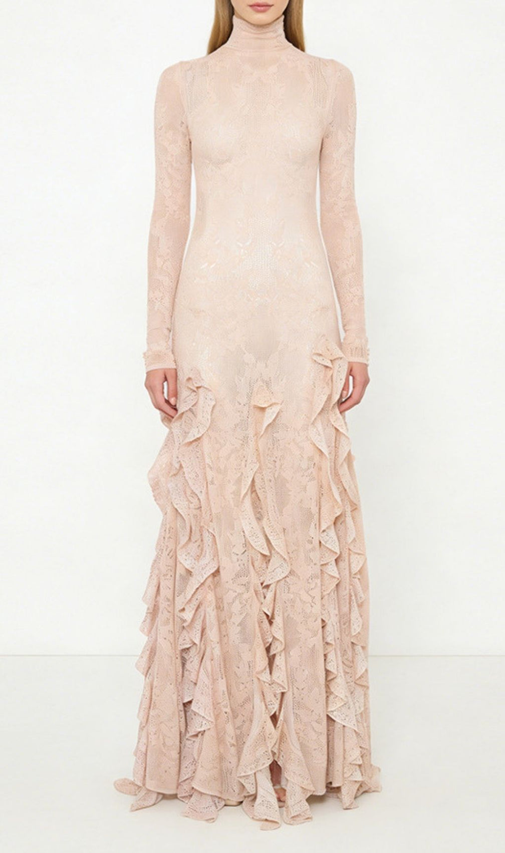Kyla Flower Ruffle Long Sleeve Maxi Dress