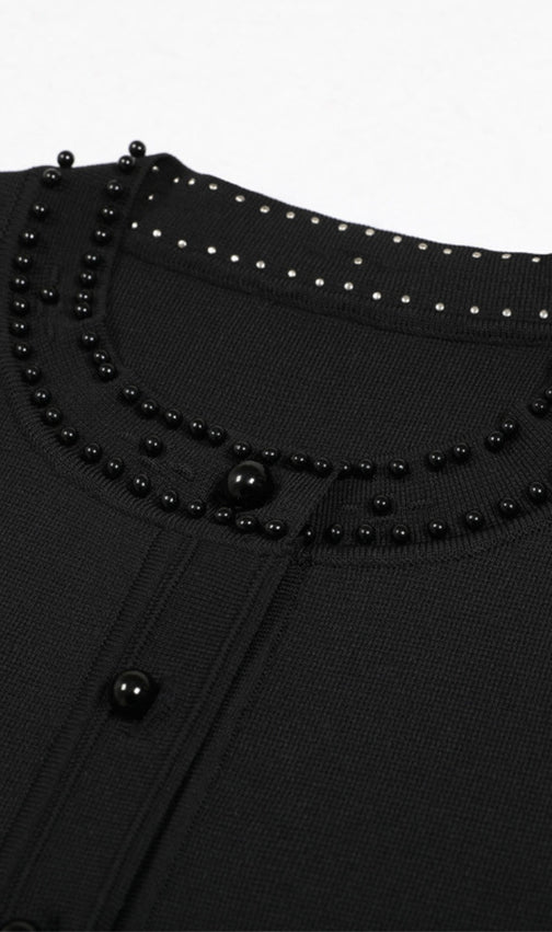 Edie Black Bead Midi Dress & Cardigan