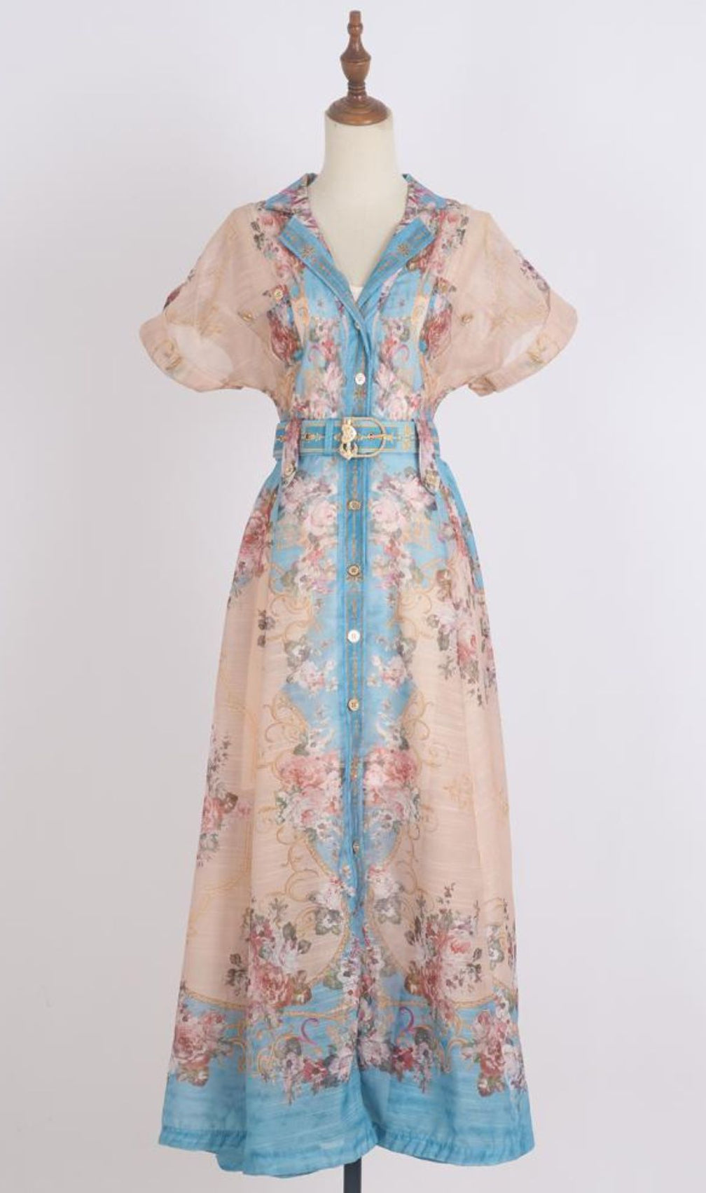 Gloria Printed Belt Maxi Dress