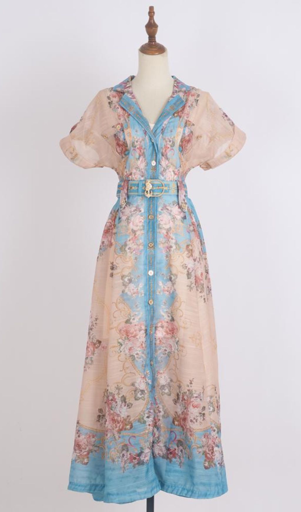 Gloria Printed Belt Maxi Dress