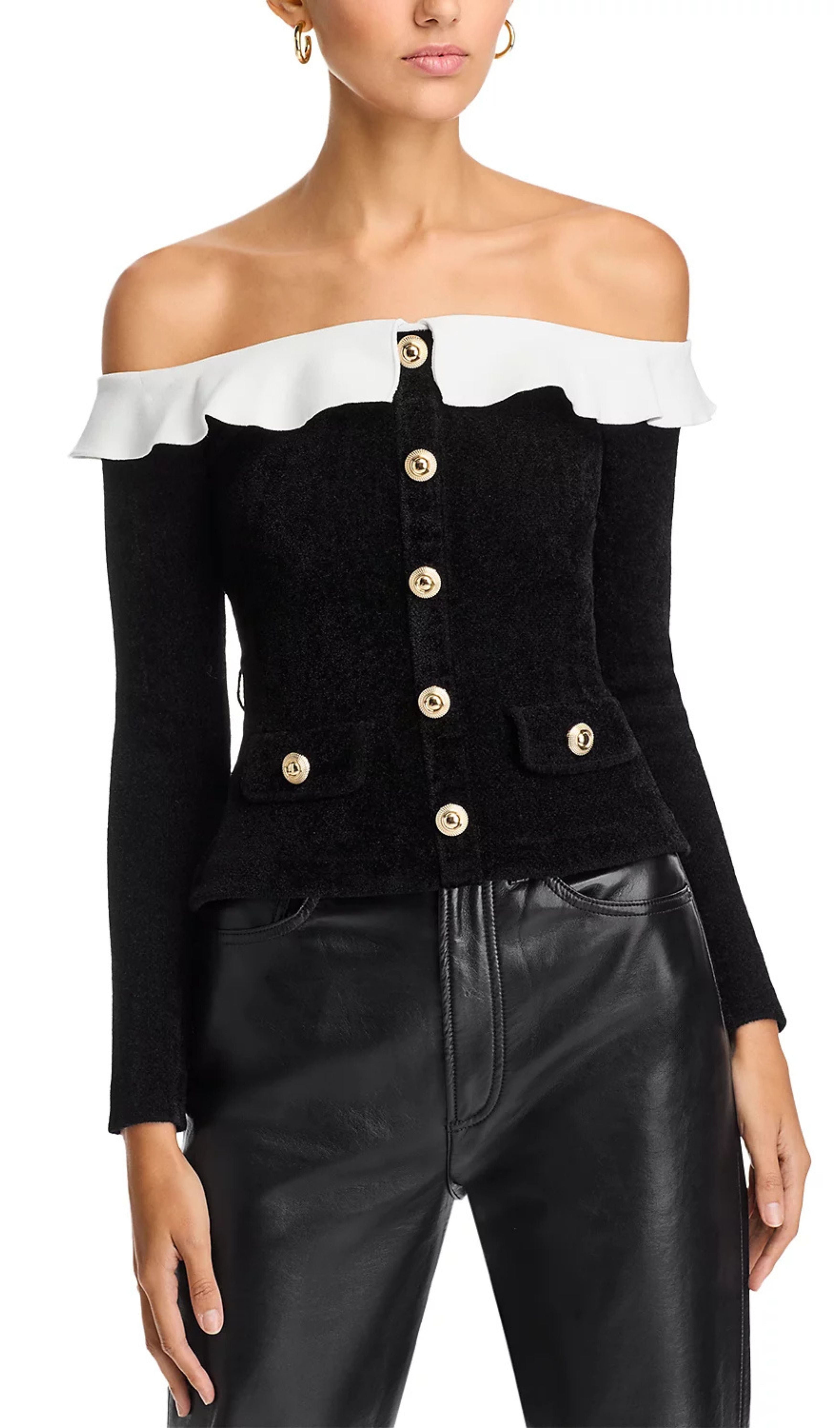 Chenille Knit Off-The-Shoulder Top