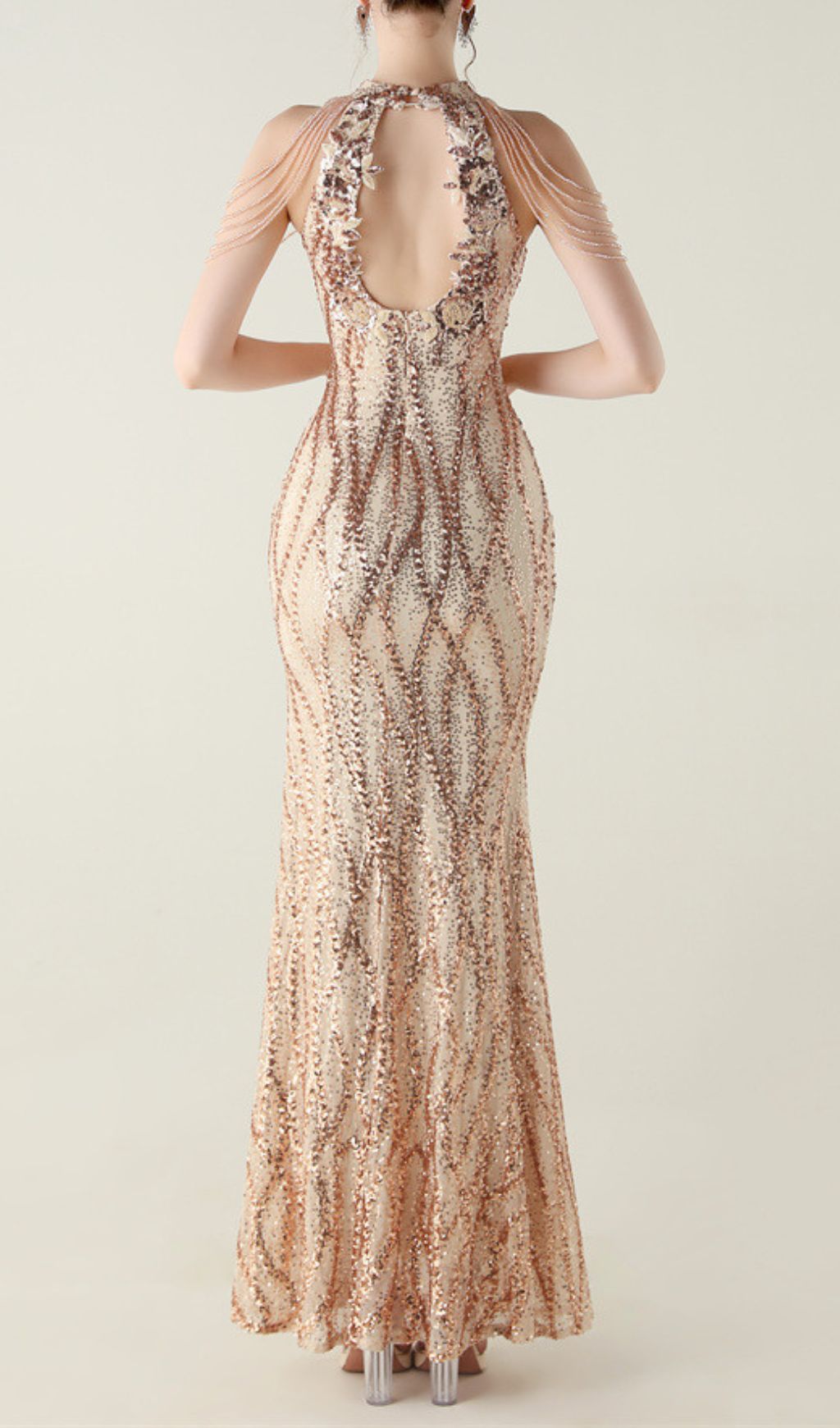 Ikra Glamour Halter Sequin High Slit Maxi Dress - Dazzling Evening Gown