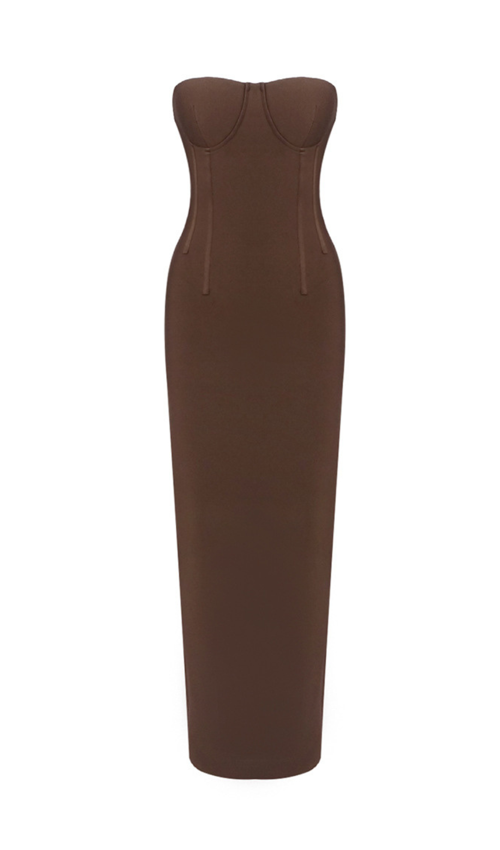 Holland Brown Strapless Bandage Maxi Dress