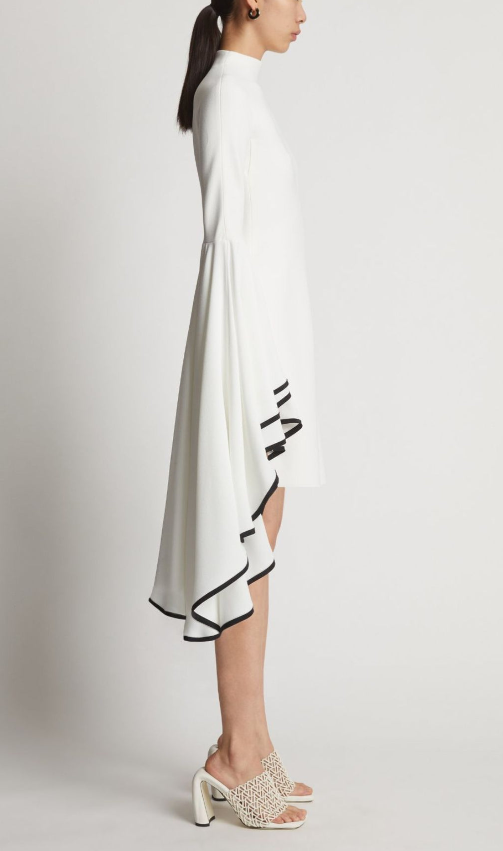 Ruffled Sleeve Mini Dress In White