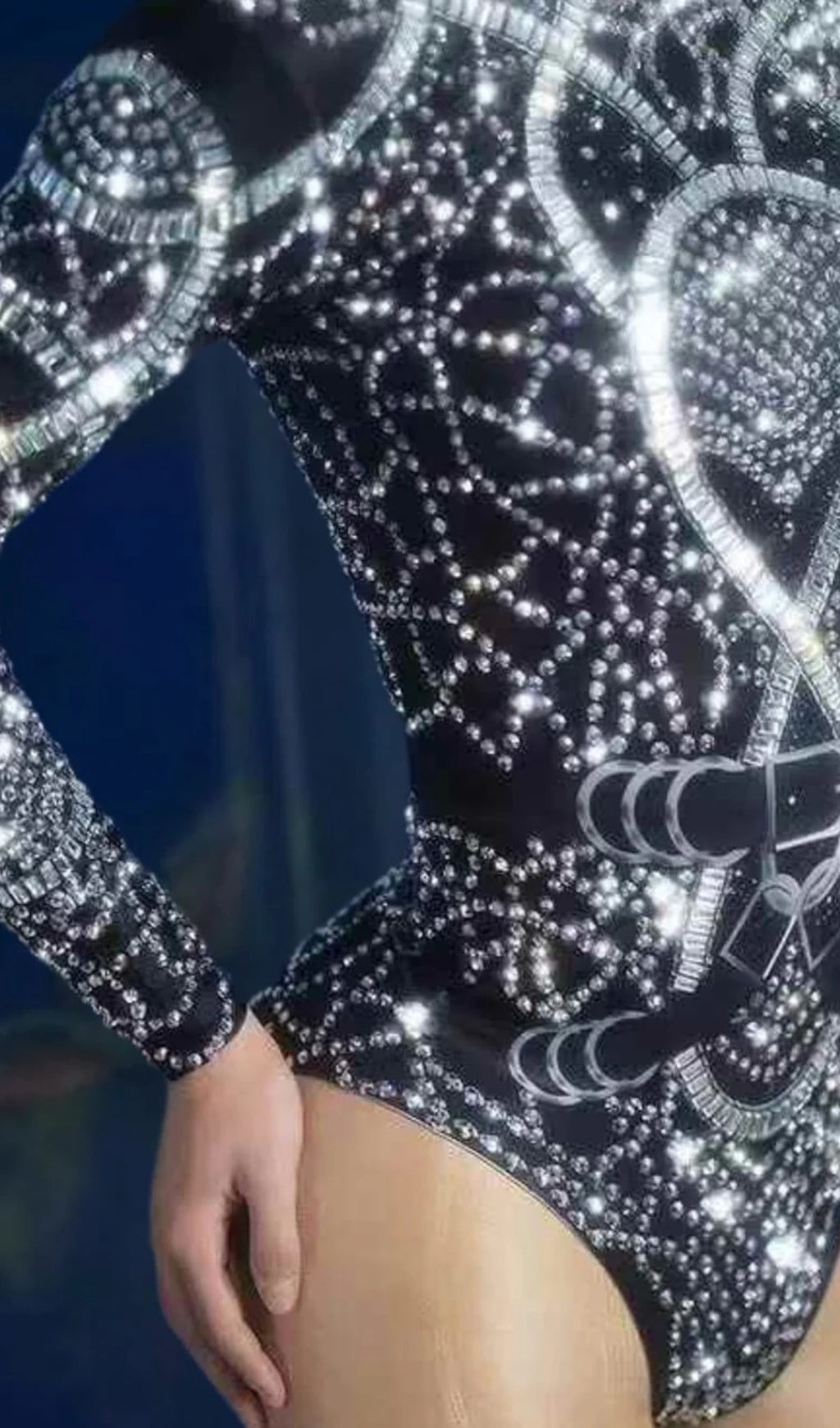 Myxandor High Neck Rhinestone Bodysuit